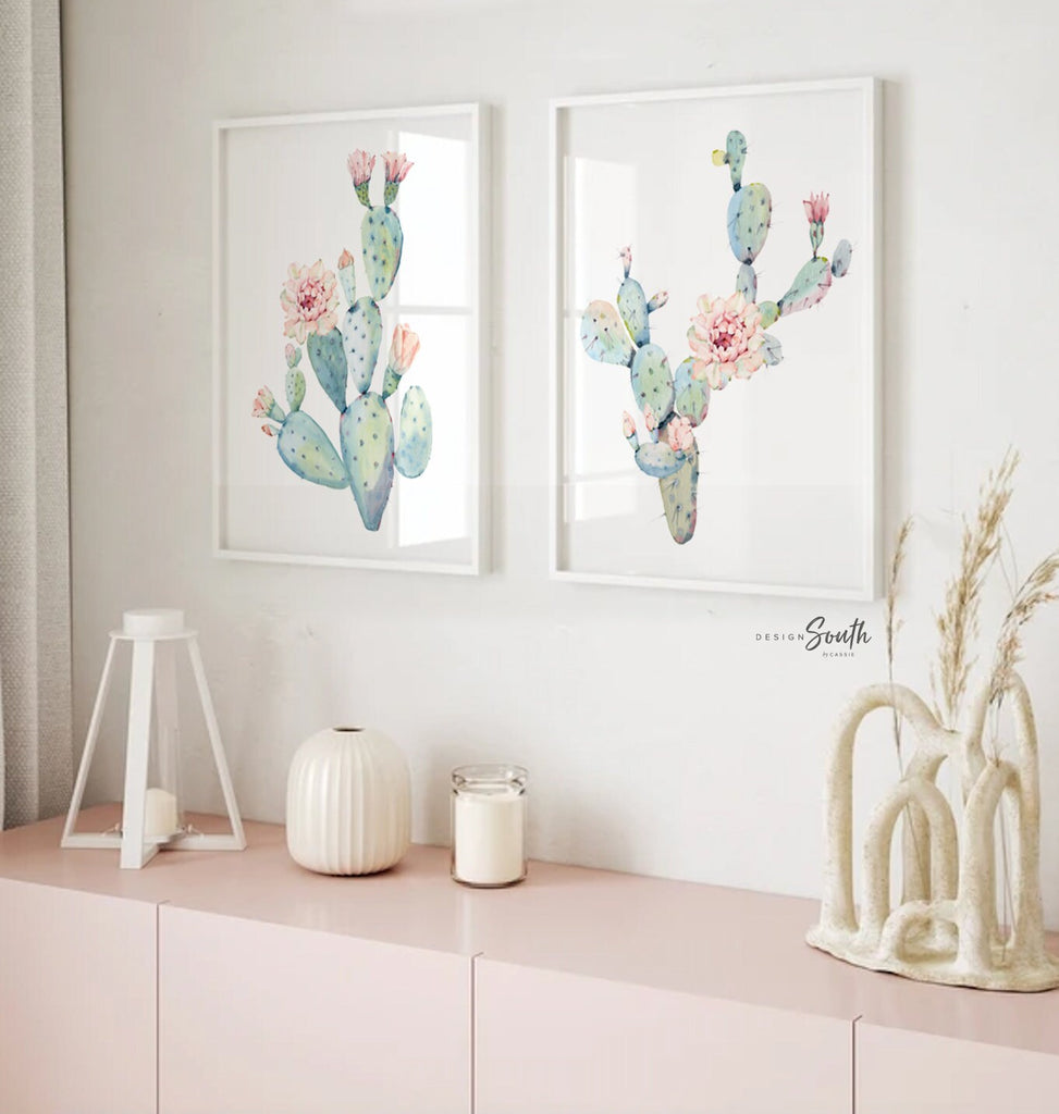 Floral cactus baby girl, cactus nursery wall art print, desert cactus blooms nursery, cactus floral wall art, cactus baby shower gift girl