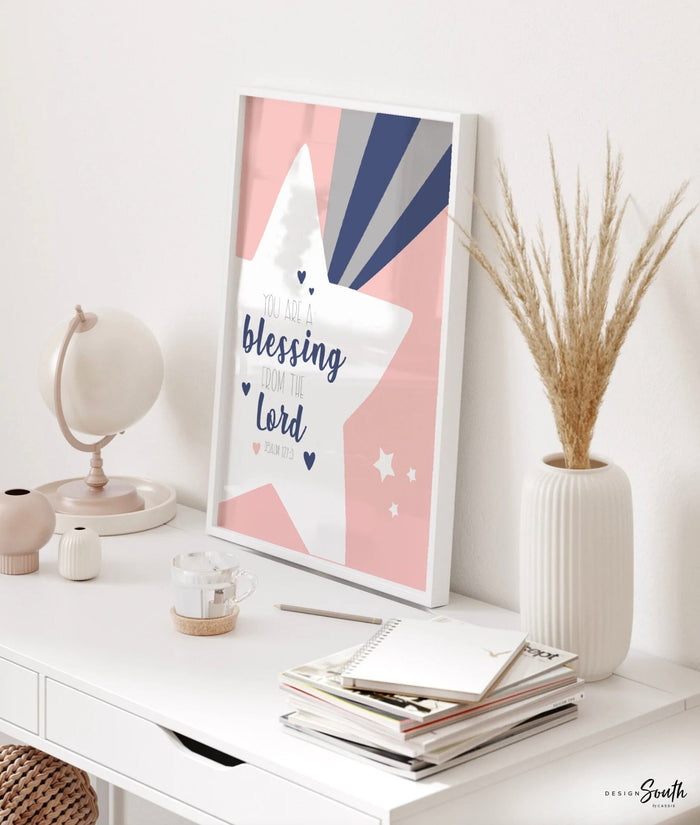 Girls religious nursery, pink navy nursery christian, moon and stars bible verse nursery, scriptures girl room wall decor, Psalm scriptures