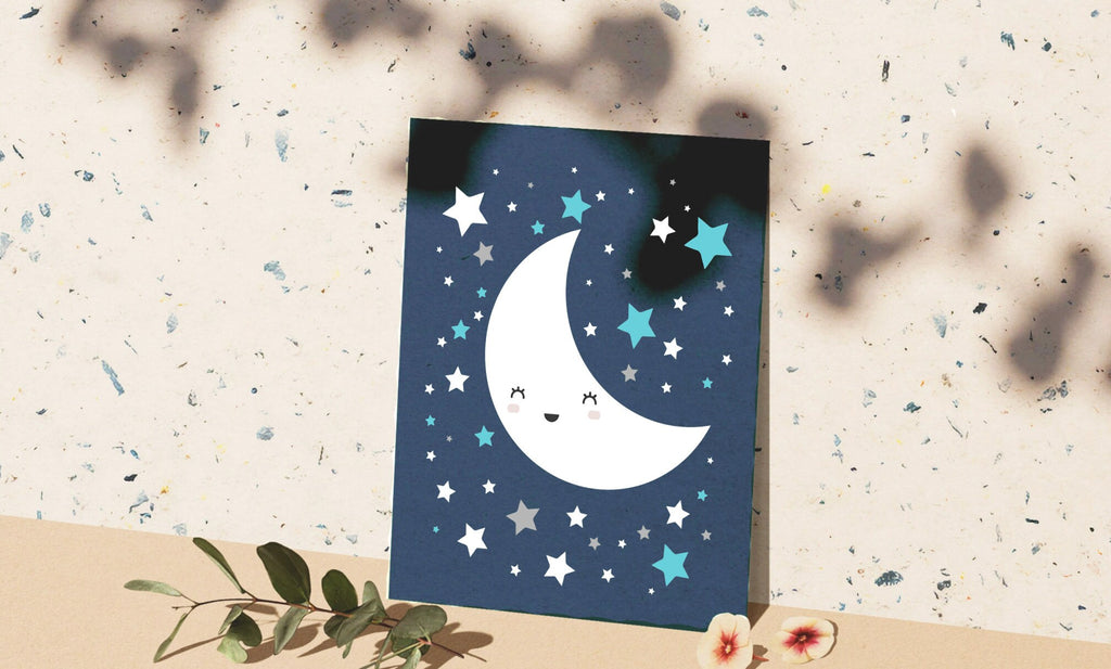 Prints for baby boy nursery, personalized name, cloud nursery, moon star, boys nursery decor, wall art for baby boys room, baby boy nursery