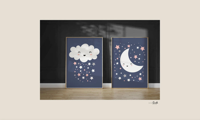 Girls religious nursery, pink navy nursery christian, moon and stars bible verse nursery, scriptures girl room wall decor, Psalm scriptures