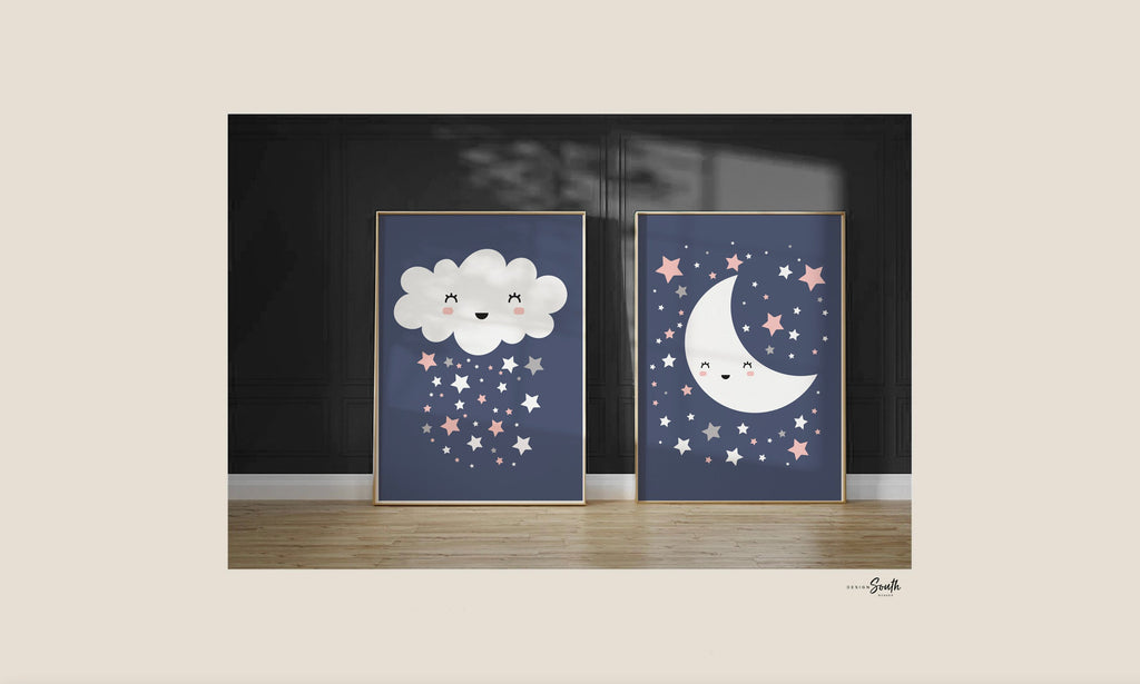 Girls religious nursery, pink navy nursery christian, moon and stars bible verse nursery, scriptures girl room wall decor, Psalm scriptures