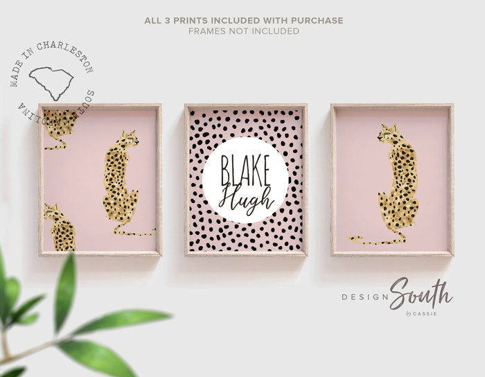 Baby cheetah print pink, dot speckle pattern nursery, modern nursery ideas girl, safari baby animal nursery pink girl, printed cheetah art