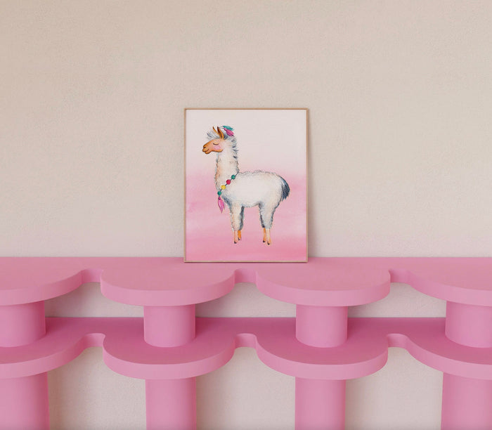 Boho cactus twin babies, llama theme gift for twins, boy girl twin art pink and blue, boho room boy girl twin decor, twin quote for nursery