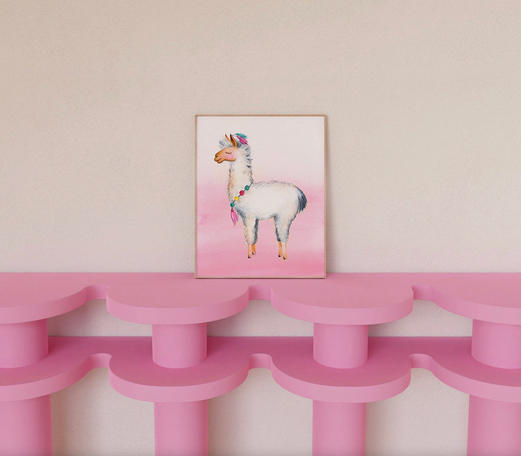 Boho cactus twin babies, llama theme gift for twins, boy girl twin art pink and blue, boho room boy girl twin decor, twin quote for nursery