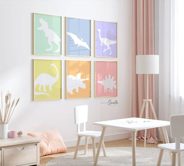 Pastel dinosaur art, dinosaurs girl nursery wall art, bedroom decor cute dinosaurs for girl, dinosaur prints pastel for girls, pink dinosaur