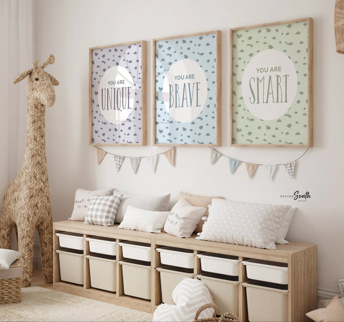 Modern Pastel Playroom Prints — Kids' Inspirational Set of 6