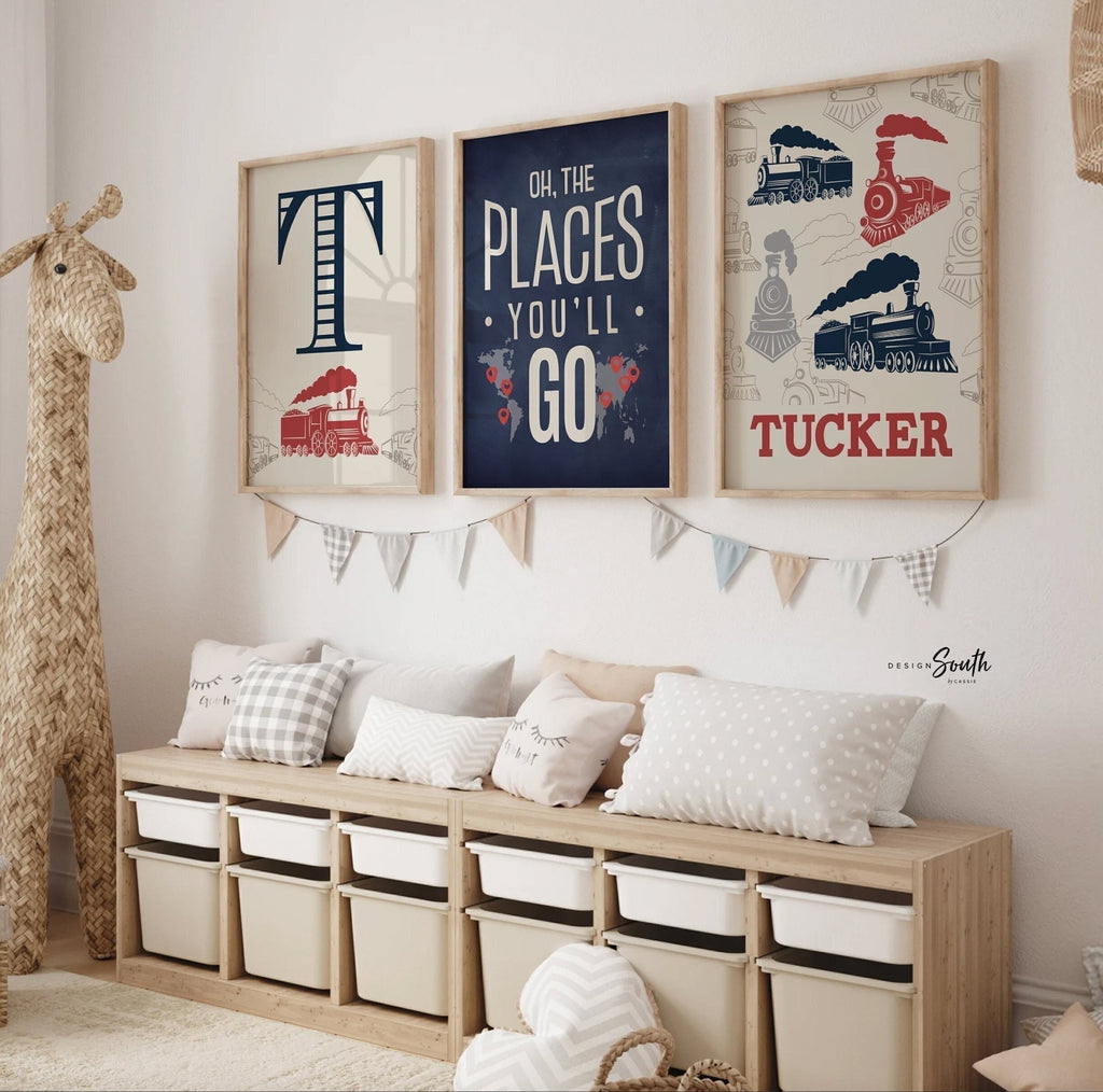 Kids trains and trucks, boys train room, boys train themed bedroom, little boys rooms, kids bedroom, train nursery, child room decorating
