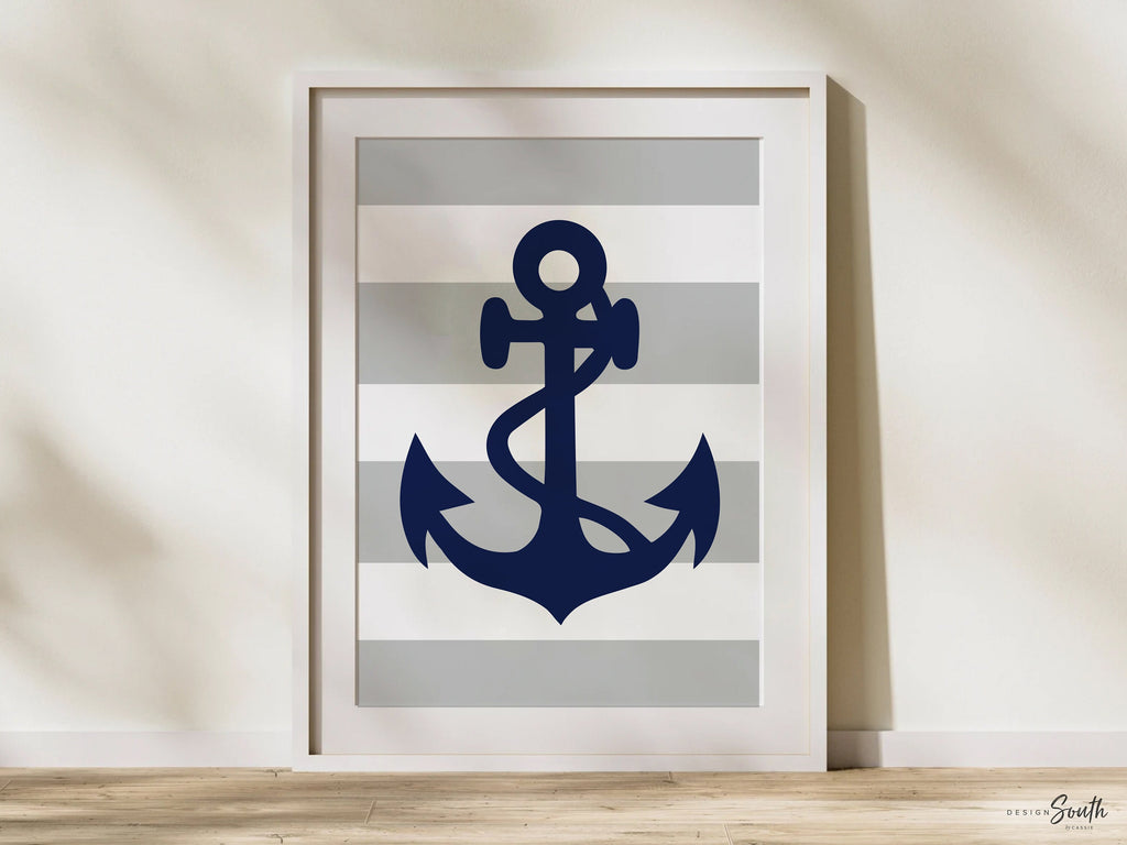 Navy blue and gray boys nautical nursery, baby boy nautical, blue gray nautical nursery, baby boy wall art, personalized nautical boy decor