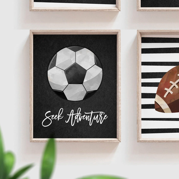 Sports collection print set boys name, sports theme wall pictures, sports art personalized gift, baseball football kids wall art boy nursery