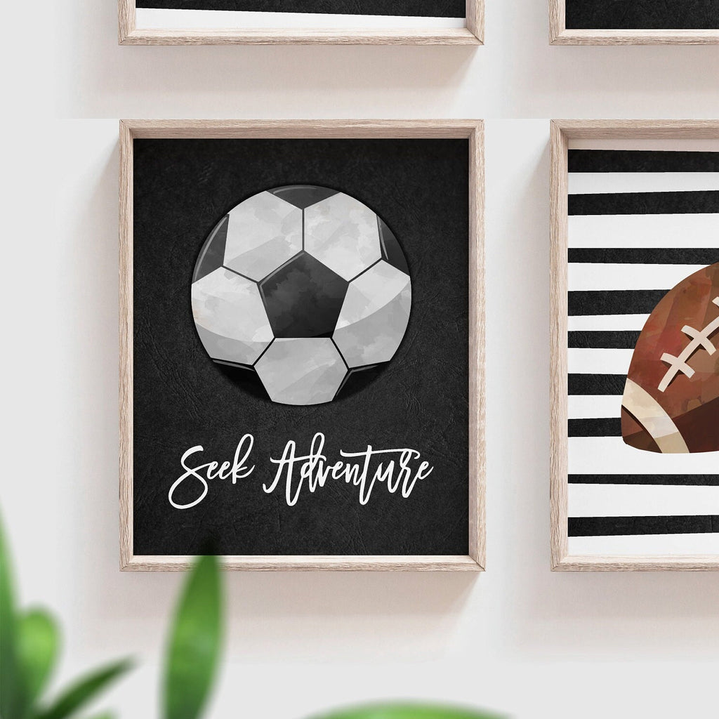 Sports collection print set boys name, sports theme wall pictures, sports art personalized gift, baseball football kids wall art boy nursery