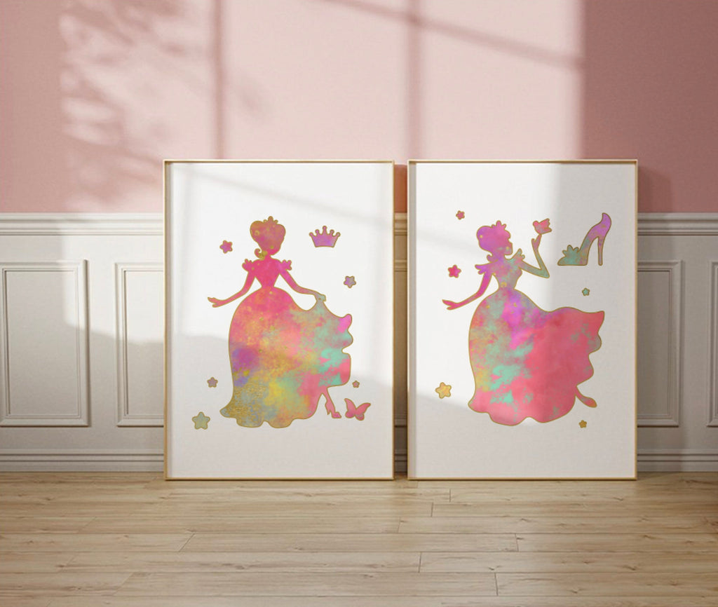 Princess room decor, girl princess themed art, pink princess wall decor, princess gift for girl, princess inspired girl room, toddler royal