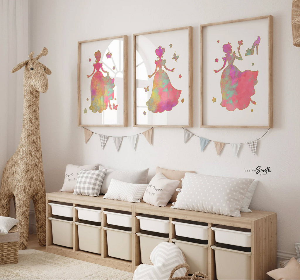 Princess room decor, girl princess themed art, pink princess wall decor, princess gift for girl, princess inspired girl room, toddler royal