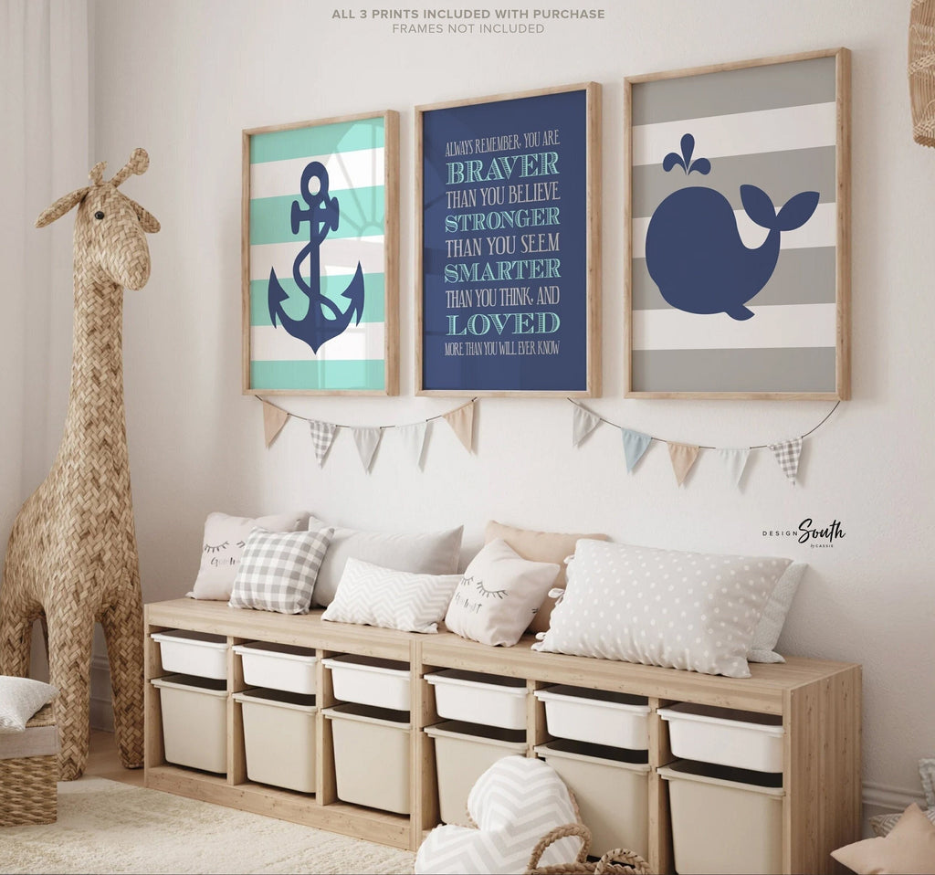 Boys nautical nursery decor, nautical nursery navy, boys nautical wall art, navy boys nautical nursery, baby boy nautical, anchor and whale