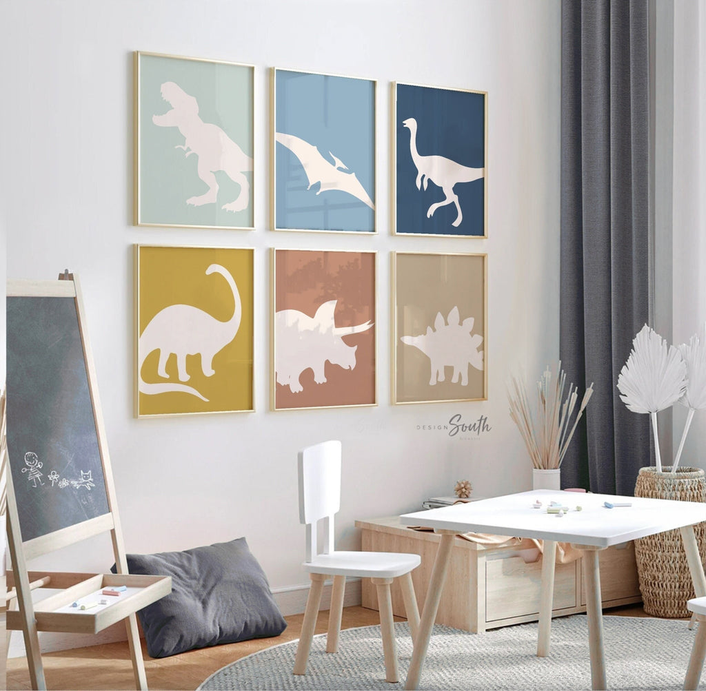 Neutral dinosaur decor earthy neutral tones, kid neutral playroom wall art, neutral boho dinosaurs for kid baby children, art gender neutral