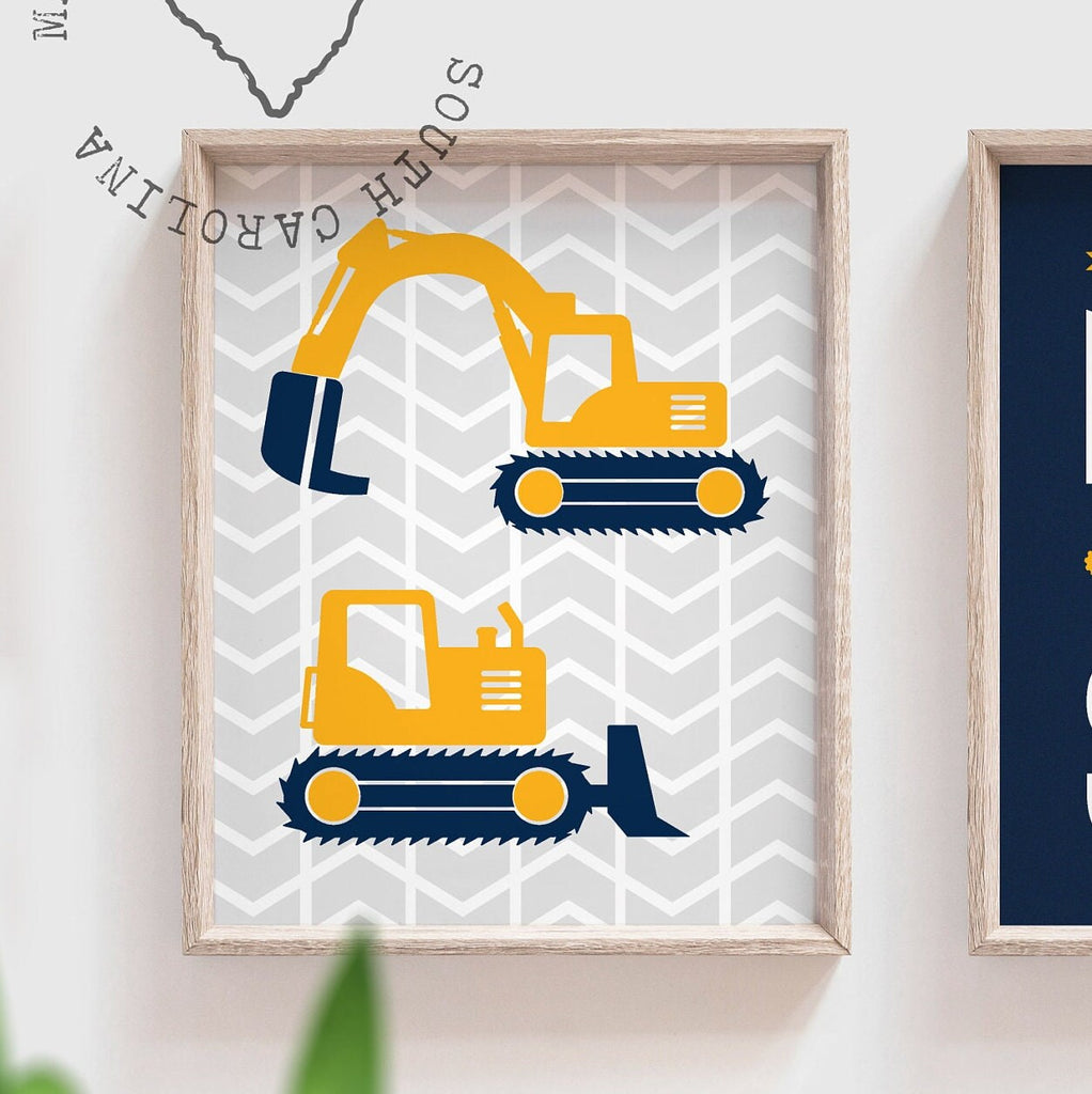 Spanish wording art for boys kids, Construye Explora Juega Sueña, boys construction theme bedroom, boys bedroom decor Spanish, digger prints