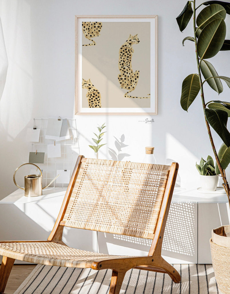 Wild and free, art print poster wild & free, baby cheetah print tan beige, dot speckle pattern art nursery, modern nursery idea wild print