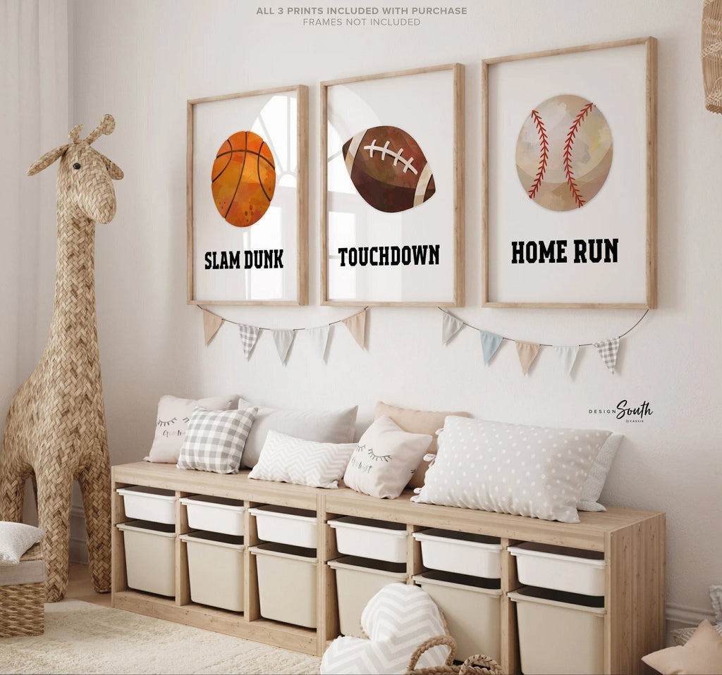 Sports home decor, sports posters boys room, sports wall art, athlete little boy gift, artwork above crib sports theme, basketball football