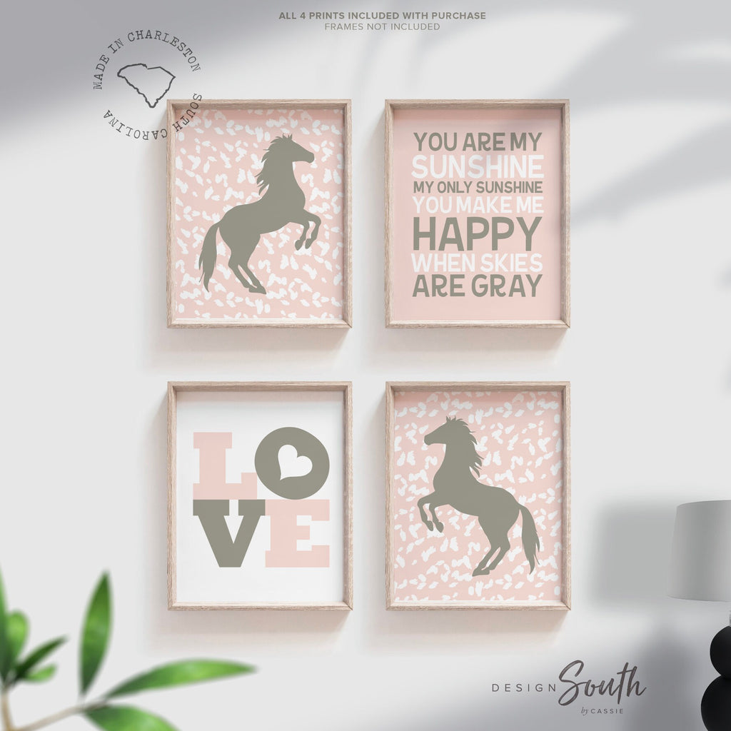 Equestrian girl nursery wall art, horse art purple, horse decor baby girl nursery, cowgirl nursery, western girls nursery art, horse print