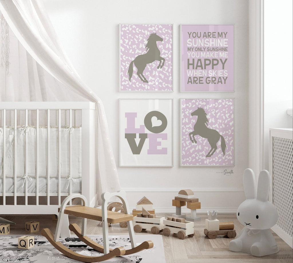 Horse nursery decor, cowgirl nursery art, horse nursery art, horse art for girls room, cowgirl decor, equestrian girl art, western art pink