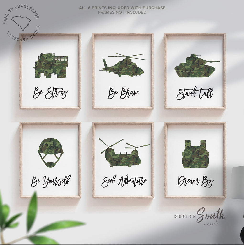 Army vehicles boys wall art set, soldier military tank truck helicopter, boys bedroom wall art print decor army marine troop, playroom army