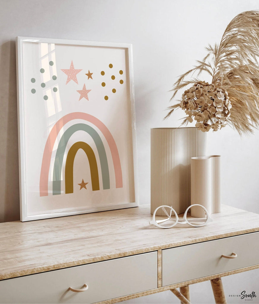 Star llama nursery pink, gift for girl llama alpaca, flower crown and llama baby shower, childrens llama cactus art pom pom, baby wall art