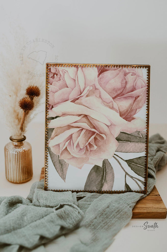 French rose girl room, elegant feminine floral art, floral french rose flower prints, baby girl nursery dusty rose themed, baby shower roses