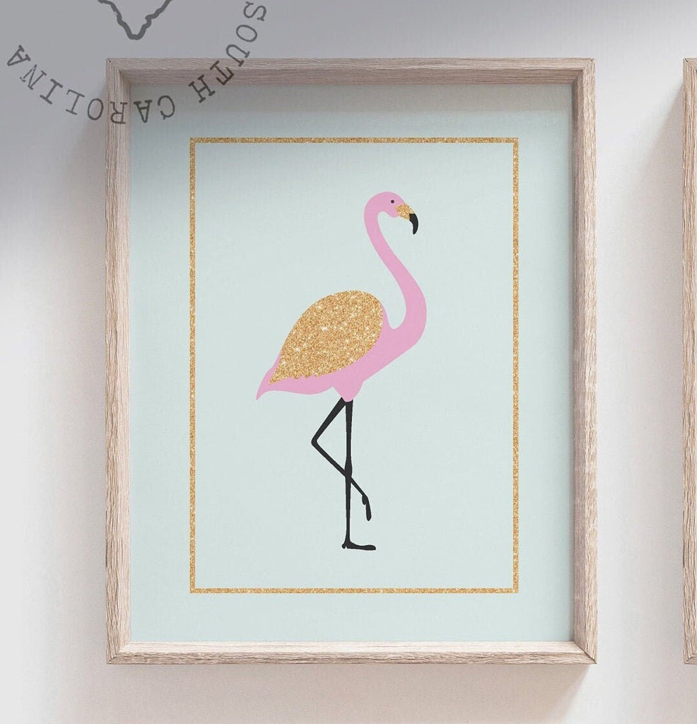 Pink aqua gold sparkle girl's room decor, inspirational wall art for girl, pink and aqua girl bedroom playroom or nursery, gold sparkles kid