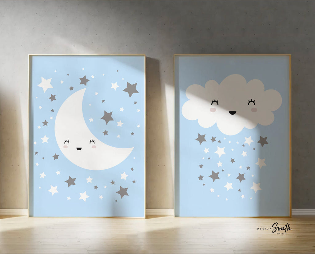 Prints for baby boy nursery, baby blue and gray, twinkle twinkle little star, nursery ideas, baby boy nursery wall art, baby shower gift boy