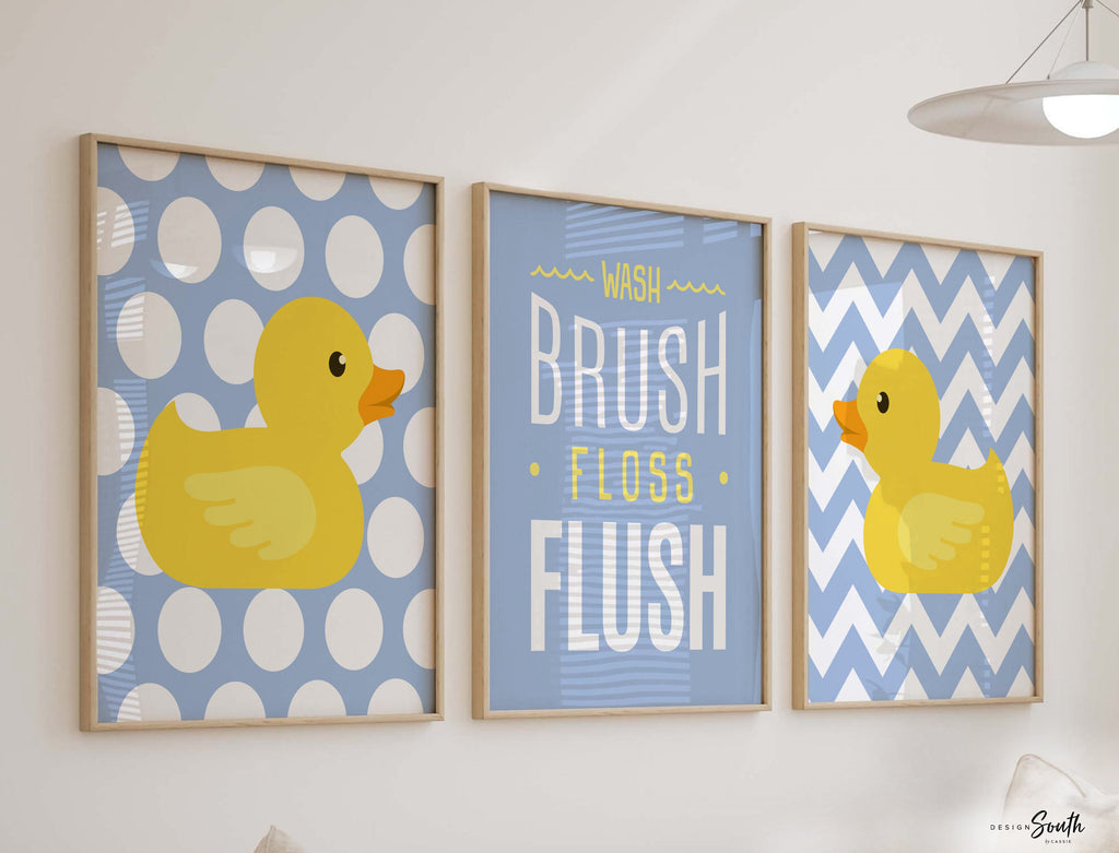 Baby boy bathroom, baby boy yellow and navy bathroom decor, rubber duckie art, baby boy wall art, brothers bathroom, twin boys bathroom navy
