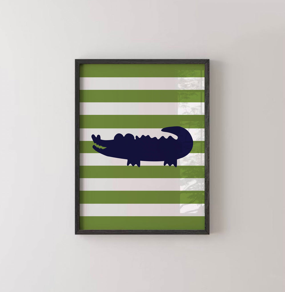 Boys alligator nursery decor in navy blue and green, stripes, quote for boys nursery, boys room quote, gator nursery decor, boys wall art