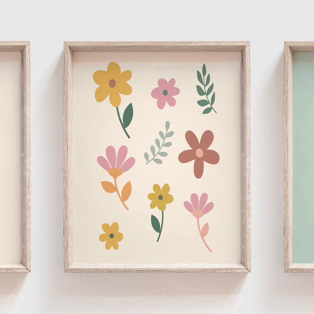 Neutral girl nursery decor, girls name earthy muted rainbow decor, soft nursery decor, flower theme, darling you are magic, baby girl gift