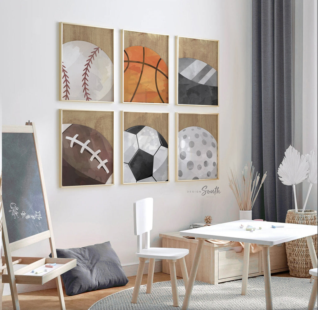 Industrial collection kids room sports decor, modern sports nursery art, industrial kids playroom decor, gift for boy sports theme, kid room