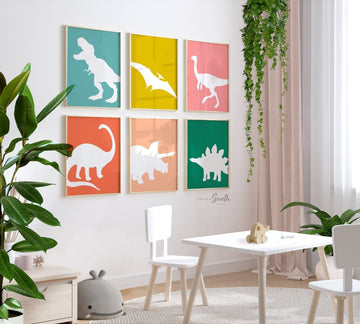 Modern neutral dinosaurs, kid dinosaur art, children's wall art gender neutral dinosaurs, neutral dinosaur wall art for children bedroom