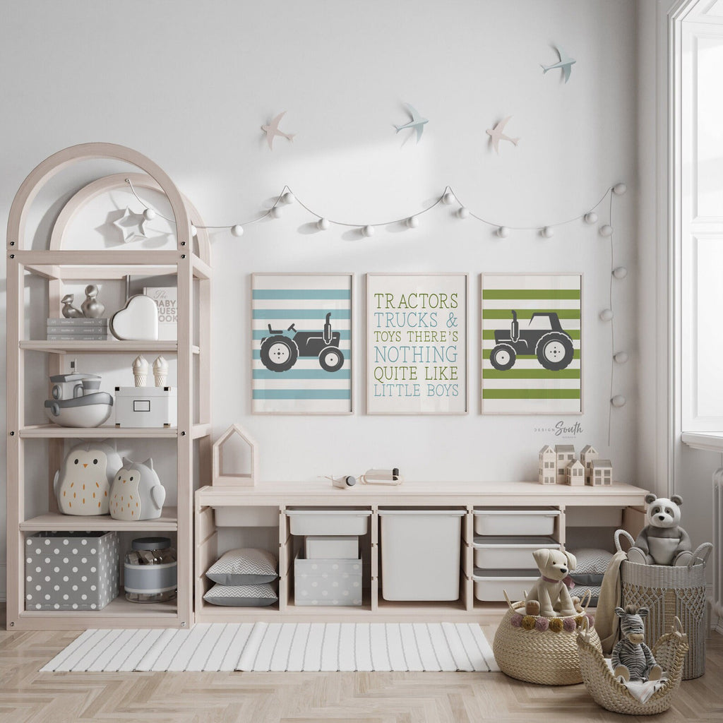 Tractors trucks and toys quote, tractor nursery art, tractor nursery decor, little boy room art tractor themed, tractor wall prints for boys