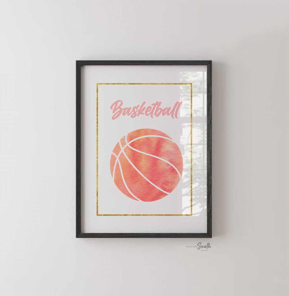 Girl sports themed gift, girl room wall sports art, pink sports print set, set of 4, sports posters for girls, art collection sports themed
