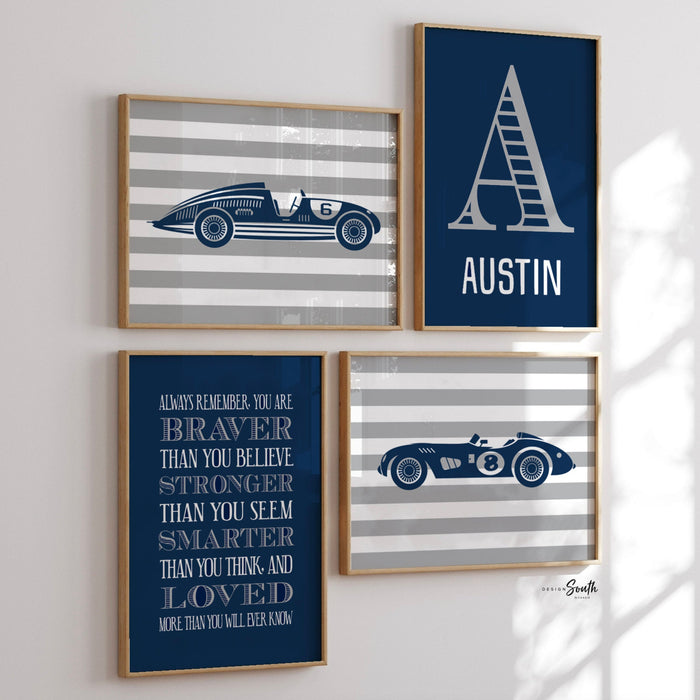 Vintage Race Car Nursery Decor — Boys' Racing Wall Art