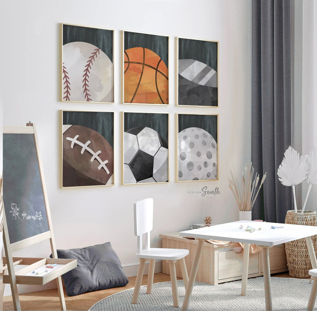 Industrial collection kids room sports decor, modern sports nursery art, industrial kids playroom decor, gift for boy sports theme, kid room