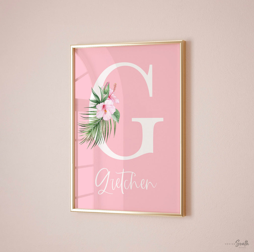 Giraffe nursery art for girl, pink floral giraffe wall art, girl giraffe nursery wall art tropical, pink flowers giraffe, baby shower gift