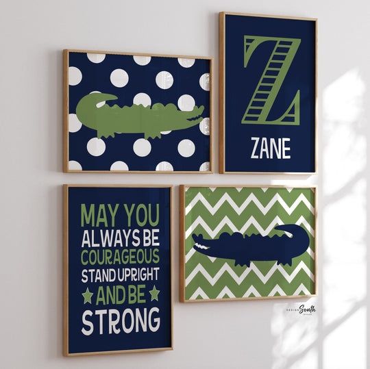 Alligator wall decor for boys nursery, alligator theme, navy blue and green wall art, boys quote, boys nursery decor, alligator nursery art
