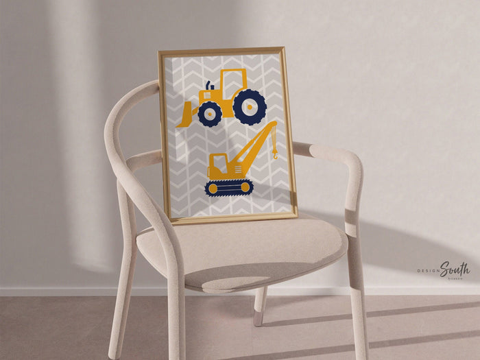 Build explore play dream, big boy bedroom construction, digger prints, digger wall art, boys construction theme bedroom, boys bedroom decor