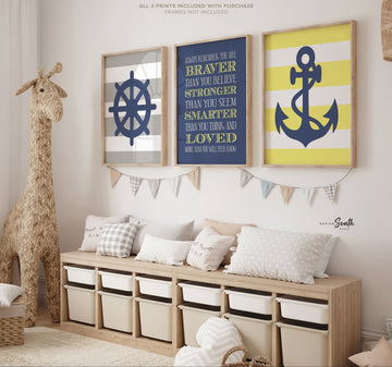 Baby boy nautical nursery decor, yellow nautical, gender neutral nursery, unisex nursery, wall art for boys, nautical wall decor for bedroom