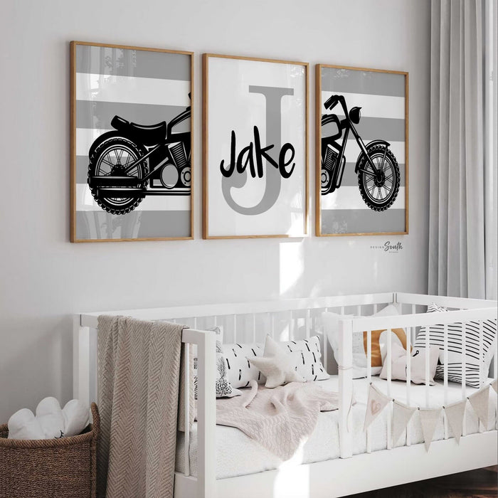 Motorcycle Nursery Decor — Baby Boy Motorbike Wall Art