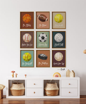Inspirational sports wall art, sports themed boys wall art, sports collection decor, sports toddler bedroom, sports theme wall poster prints