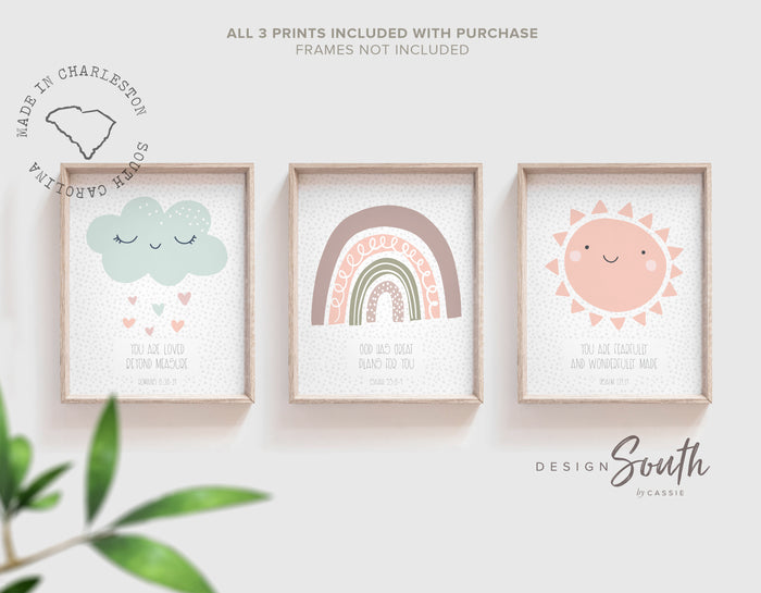 Christian Nursery Wall Art — Neutral Bible Verse Prints
