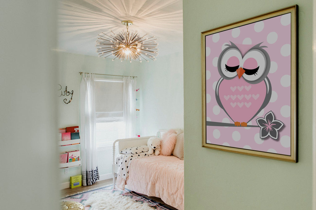 Baby girls owl nursery decor, pink and gray nursery decor, owl theme nursery for girls, baby girl owls pink and gray, chevron, flower, pink