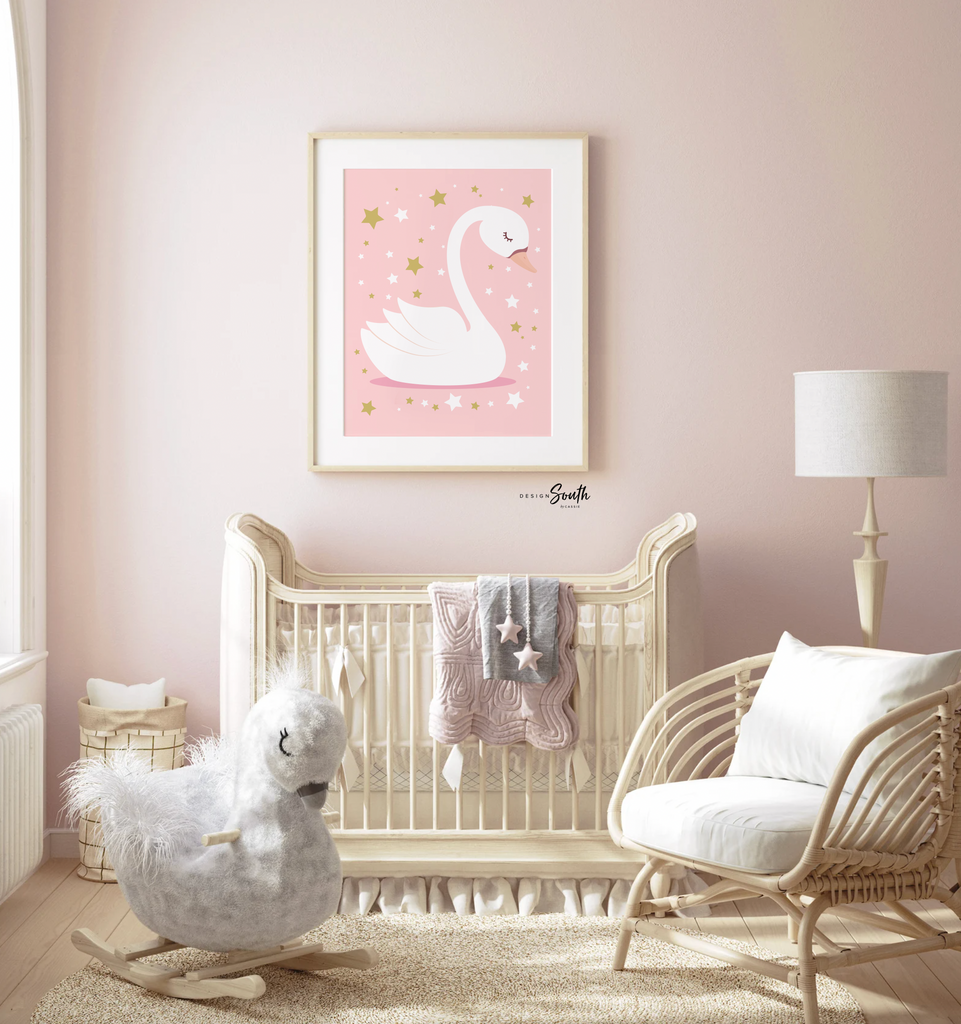Pink gold nursery, blush nursery wall art, pink nursery prints, pink and gold, being yourself is the prettiest, be yourself, pink swan decor