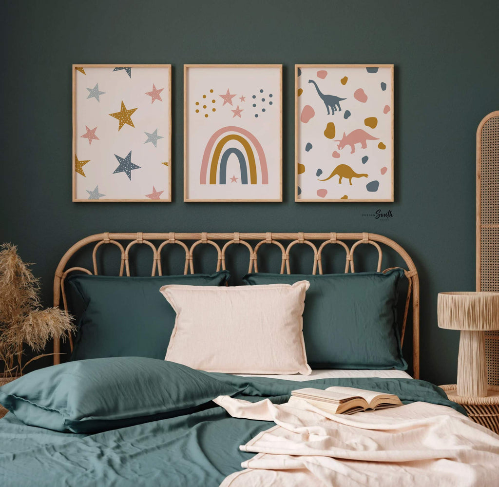 Girl dinosaur art, dinosaur prints for girls, trendy pattern pink girl dinosaurs, art prints dinosaur girl theme, girl room decor modern art