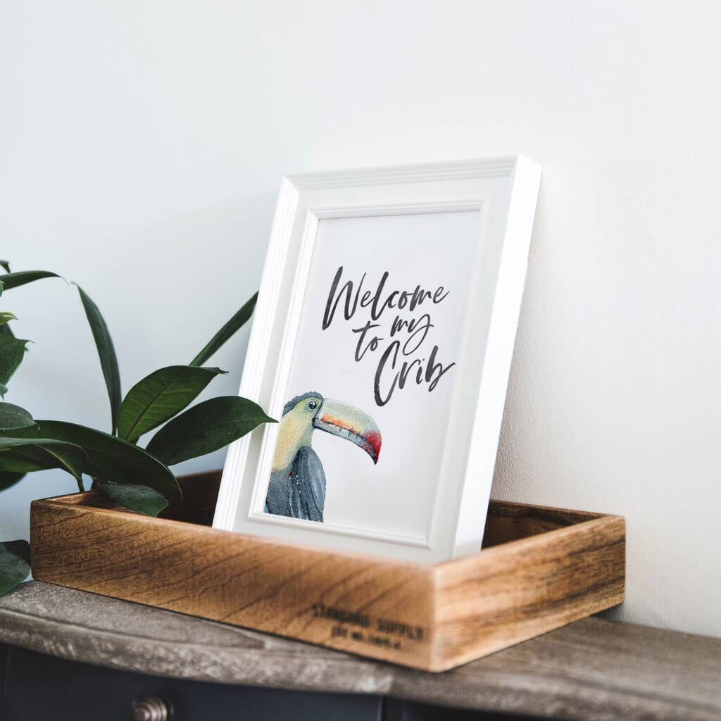Welcome to my crib sign tropical toucan, modern art print set nursery, modern newborn decor gender neutral, newborn above crib art idea palm