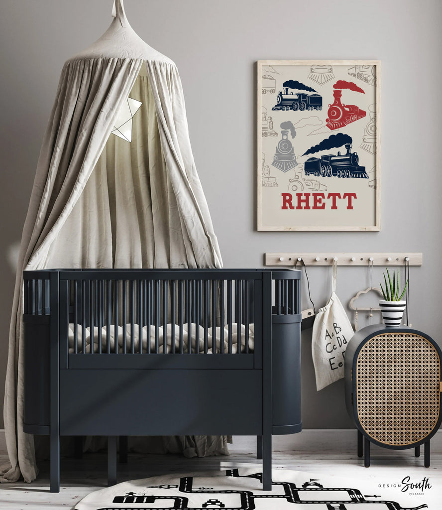 Kids trains and trucks, boys train room, boys train themed bedroom, little boys rooms, kids bedroom, train nursery, child room decorating