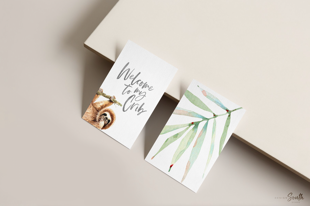 Sloth wall art set, sloth themed baby nursery, sloth nursery ideas, sloth tropical rainforest room decor, neutral sloth green gray newborn